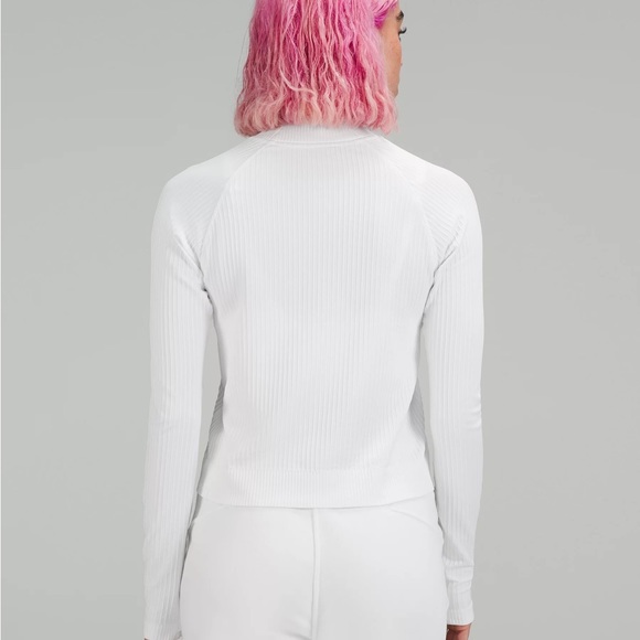 Lululemon Rest Less Half Zip in White Ribbed - Picture 2 of 3